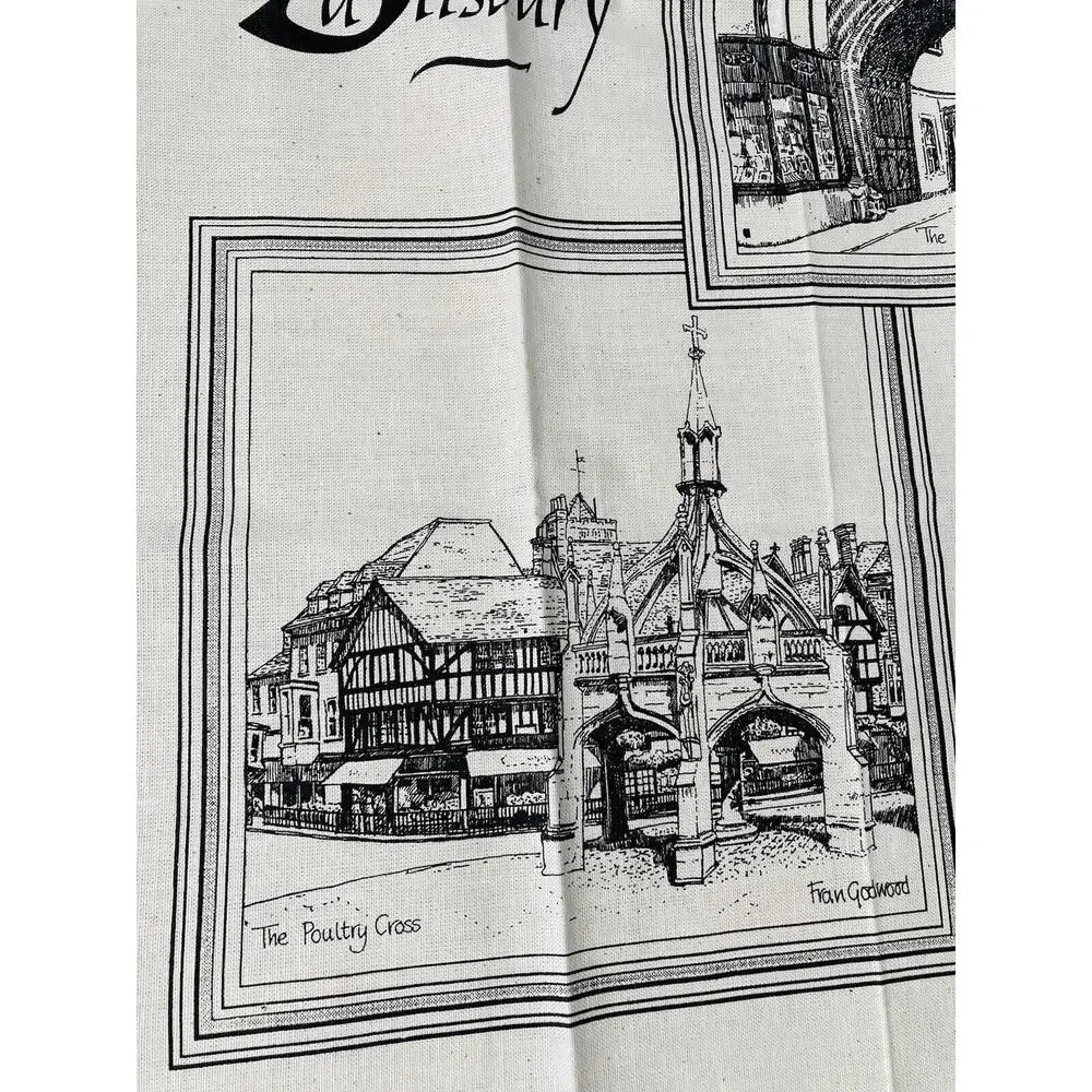 Set 3 Vintage All 100% Cotton DISH Tea TOWEL U.K. England Britain Salisbury Bell